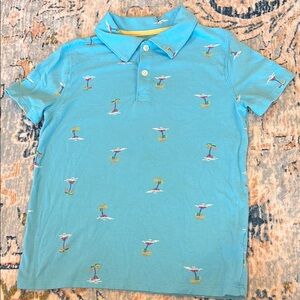 Cat & Jack Blue Polo Shirt with Sailboat Pattern